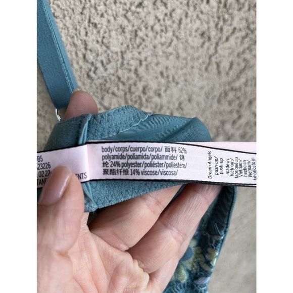 Victorias Secret Dream Angels Push Up Bra - Size 34D - Teal Blue/ Yellow - Picture 8 of 9